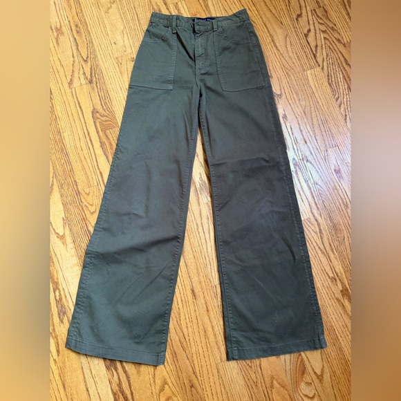 Veronica Beard Pants - Veronica Beard Crosbie Wide Leg High Rise in Olive Green